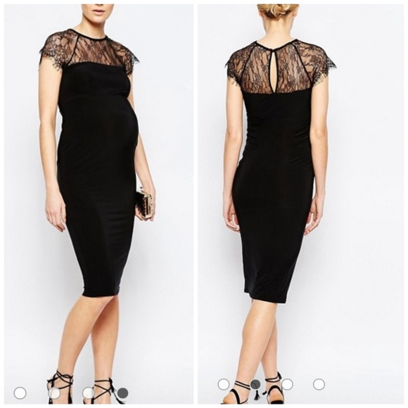ASOS Dresses & Skirts - Asos Maternity Lace Insert Bodycon Midi Dress
